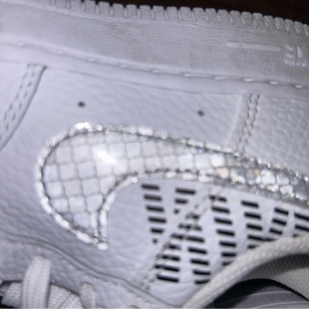 Kids white grey Air Force 1 Nike in great shape kids child size 2 Y silver beige - Picture 12 of 16